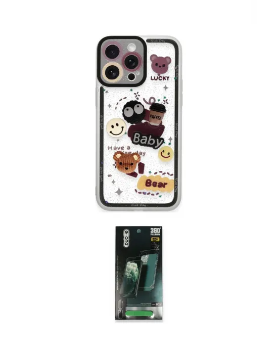 ieg™ iPhone 14 Pro Max Kılıf Çekirdek Asil - Şeffaf 360 Full Body Arka Koruyucu