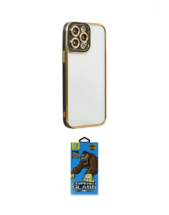 ieg™ iPhone 14 Pro Max Kılıf Çekirdek Klasik Serisi - Siyah 18D Cam Ekran Koruyucu
