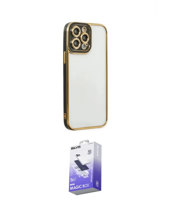 ieg™ iPhone 14 Pro Max Kılıf Çekirdek Klasik Serisi - Siyah Bilvis 5in1 5D Magic Hayalet Cam Ekran Koruyucu