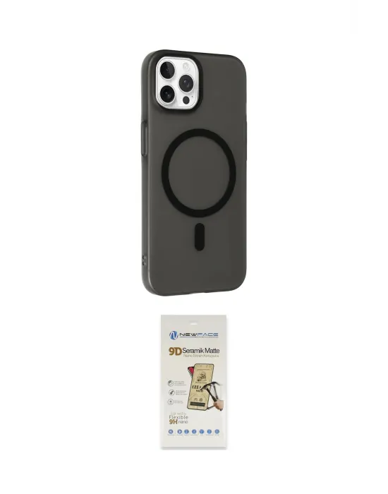 ieg™ iPhone 14 Pro Max Kılıf Çekirdek Modern Prime - Siyah Mat Seramik Nano Ekran Koruyucu