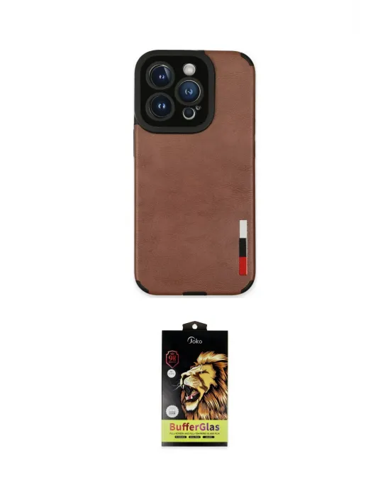 ieg™ iPhone 14 Pro Max Kılıf Doruk Asil Koleksiyonu - Siyah Buffer Cam Ekran Koruyucu