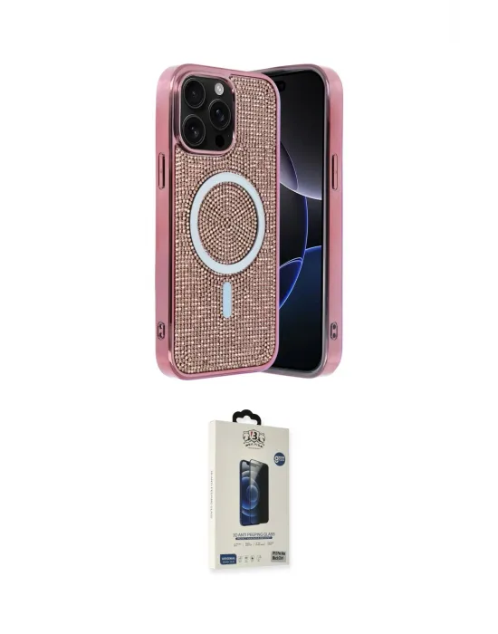 ieg™ iPhone 14 Pro Max Kılıf Eksen Çizgi - Siyah Bilvis Hayalet Cam Ekran Koruyucu