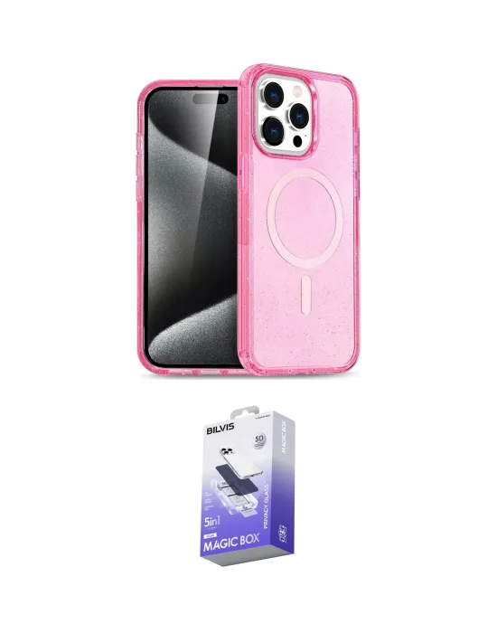 ieg™ iPhone 14 Pro Max Kılıf Eksen Doku Koleksiyonu - Siyah Bilvis 5in1 5D Magic Hayalet Cam Ekran Koruyucu