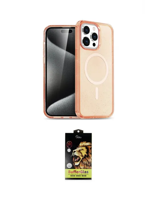 ieg™ iPhone 14 Pro Max Kılıf Eksen Doku Koleksiyonu - Siyah Buffer Cam Ekran Koruyucu