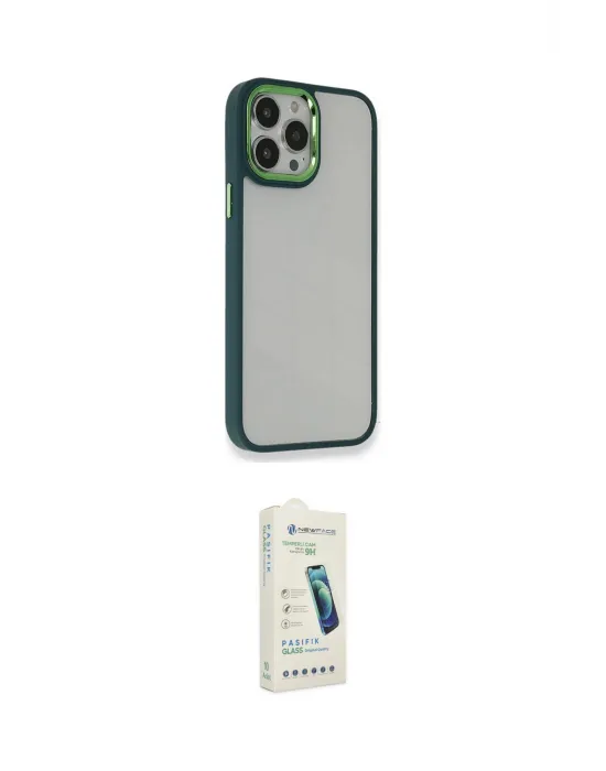 ieg™ iPhone 14 Pro Max Kılıf Eksen Doku Prime - Şeffaf Pasifik Cam Ekran Koruyucu