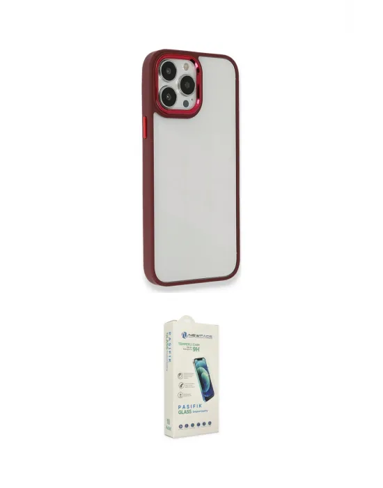 ieg™ iPhone 14 Pro Max Kılıf Eksen Doku Prime - Şeffaf Pasifik Cam Ekran Koruyucu