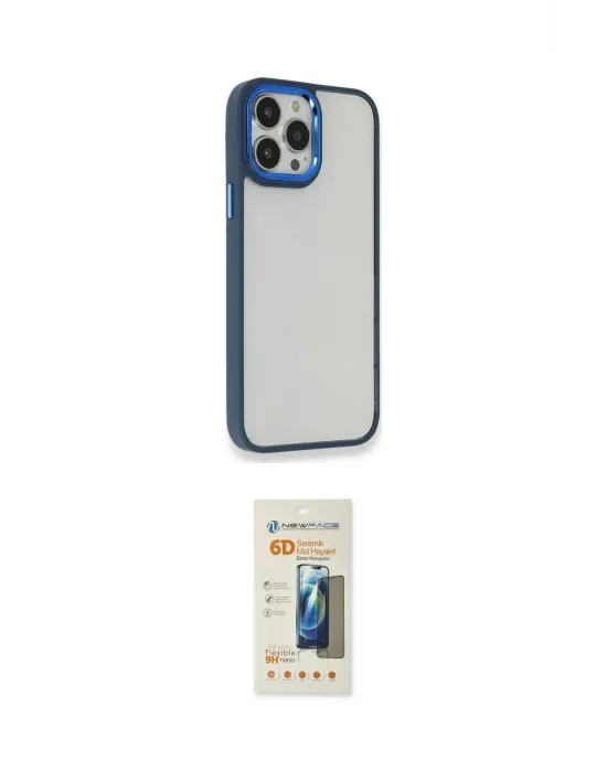 ieg™ iPhone 14 Pro Max Kılıf Eksen Doku Prime - Siyah 6D Mat Seramik Hayalet Nano Ekran Koruyucu