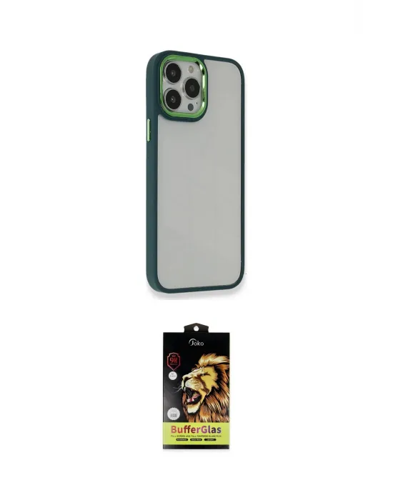 ieg™ iPhone 14 Pro Max Kılıf Eksen Doku Prime - Siyah Buffer Cam Ekran Koruyucu