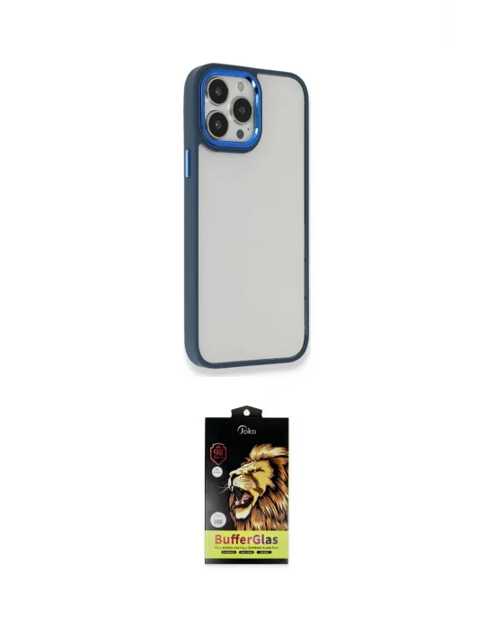 ieg™ iPhone 14 Pro Max Kılıf Eksen Doku Prime - Siyah Buffer Cam Ekran Koruyucu