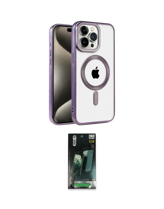 ieg™ iPhone 14 Pro Max Kılıf Eksen Form Koleksiyonu - Siyah 360 Mat Full Body Arka Koruyucu