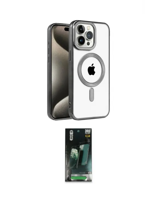 ieg™ iPhone 14 Pro Max Kılıf Eksen Form Koleksiyonu - Siyah 360 Mat Full Body Arka Koruyucu