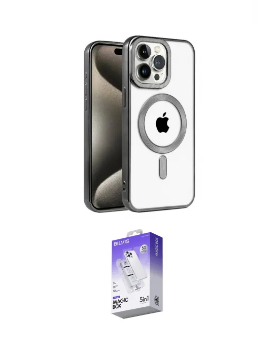ieg™ iPhone 14 Pro Max Kılıf Eksen Form Koleksiyonu - Siyah Bilvis 5in1 3D Magic Cam Ekran Koruyucu