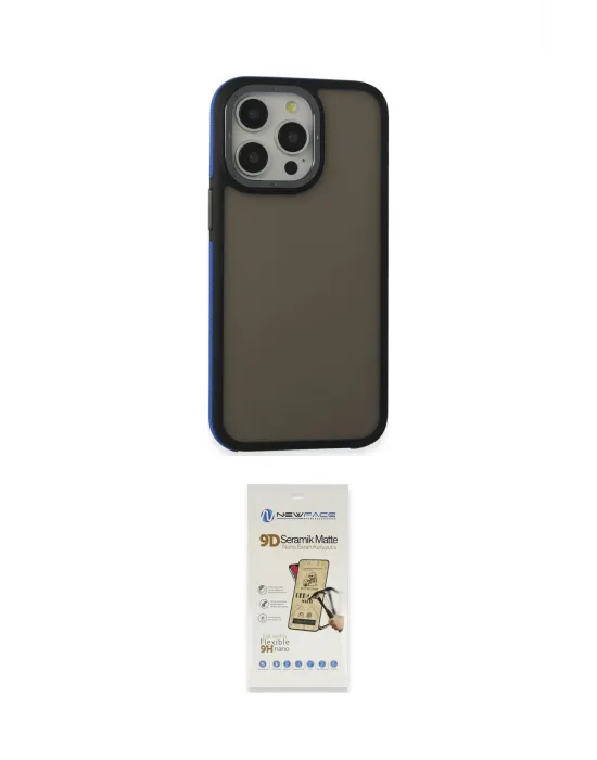 ieg™ iPhone 14 Pro Max Kılıf Eksen Işık - Siyah Mat Seramik Nano Ekran Koruyucu
