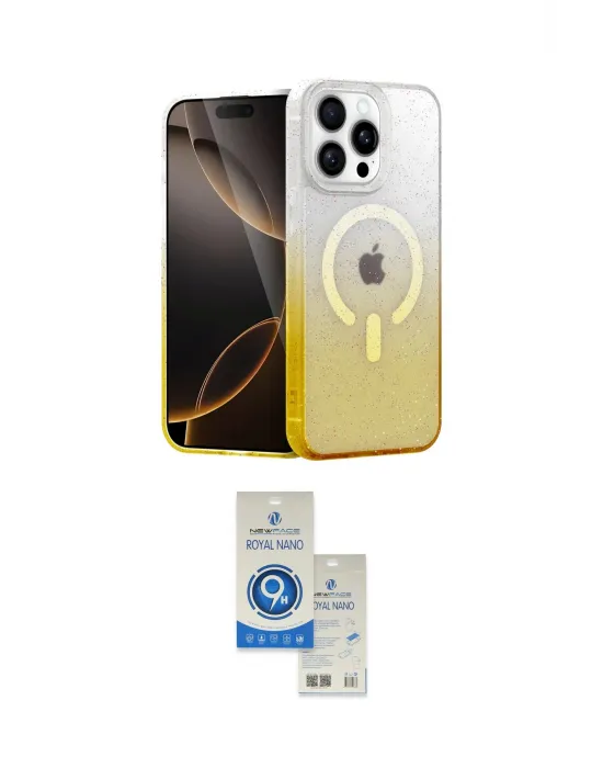 ieg™ iPhone 14 Pro Max Kılıf Eksen Minimal Özel Seri - Şeffaf Royal Nano Ekran Koruyucu