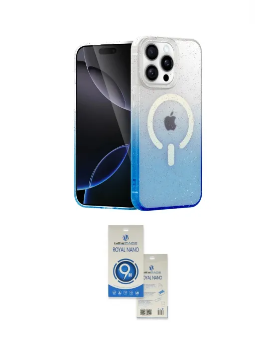 ieg™ iPhone 14 Pro Max Kılıf Eksen Minimal Özel Seri - Şeffaf Royal Nano Ekran Koruyucu