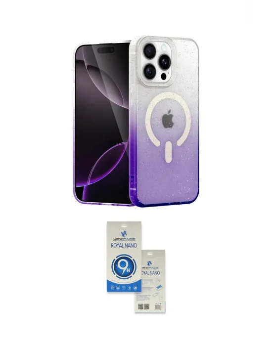 ieg™ iPhone 14 Pro Max Kılıf Eksen Minimal Özel Seri - Şeffaf Royal Nano Ekran Koruyucu