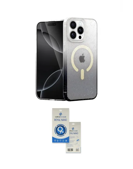 ieg™ iPhone 14 Pro Max Kılıf Eksen Minimal Özel Seri - Şeffaf Royal Nano Ekran Koruyucu