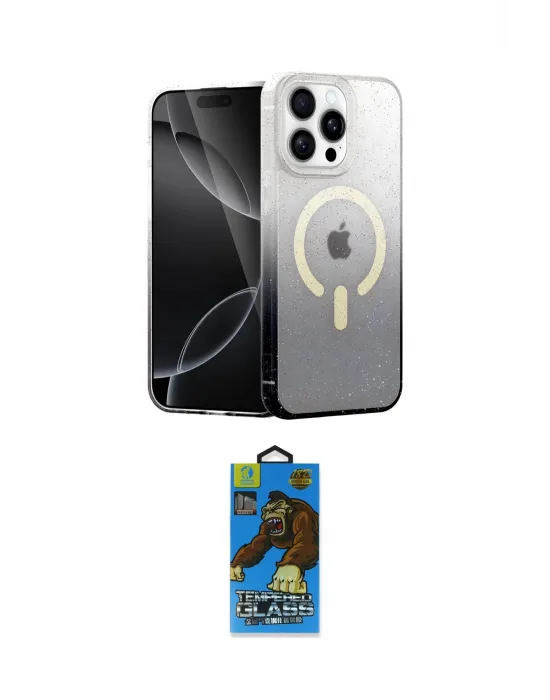 ieg™ iPhone 14 Pro Max Kılıf Eksen Minimal Özel Seri - Siyah 18D Cam Ekran Koruyucu