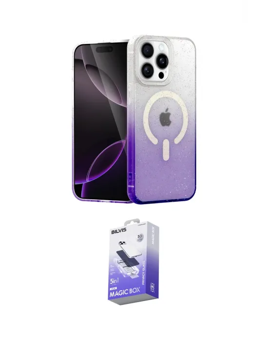 ieg™ iPhone 14 Pro Max Kılıf Eksen Minimal Özel Seri - Siyah Bilvis 5in1 5D Magic Hayalet Cam Ekran Koruyucu
