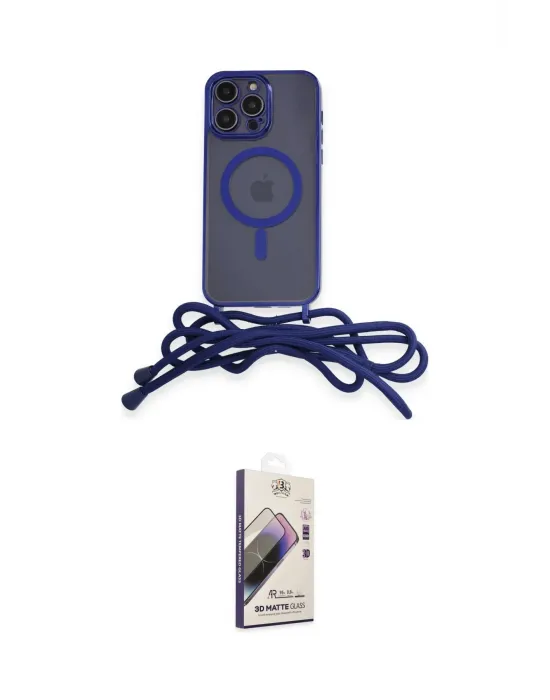ieg™ iPhone 14 Pro Max Kılıf Eksen Özel Seri - Siyah Bilvis 3D Mat Cam Ekran Koruyucu