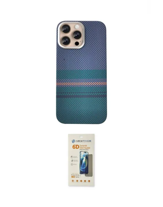 ieg™ iPhone 14 Pro Max Kılıf Eksen Prime - Siyah 6D Mat Seramik Hayalet Nano Ekran Koruyucu