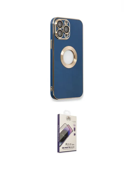 ieg™ iPhone 14 Pro Max Kılıf İz Form Serisi - Siyah Bilvis 3D Mat Cam Ekran Koruyucu