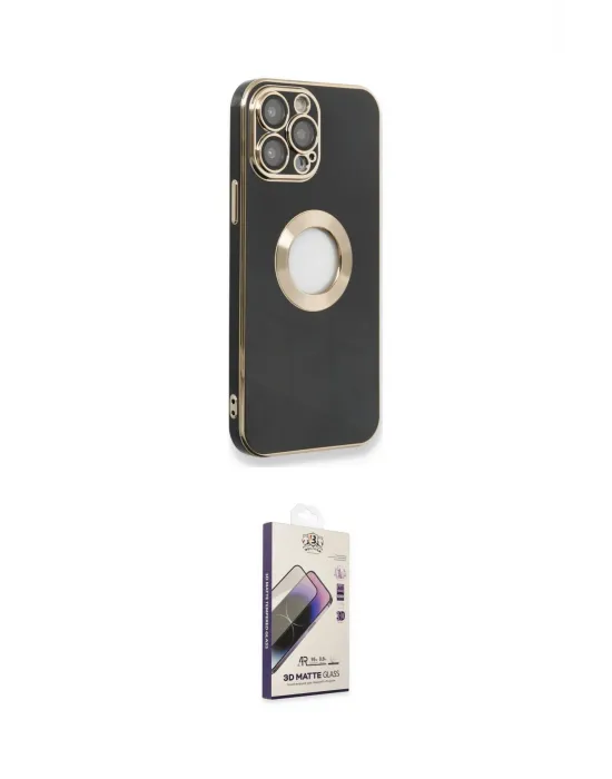 ieg™ iPhone 14 Pro Max Kılıf İz Form Serisi - Siyah Bilvis 3D Mat Cam Ekran Koruyucu