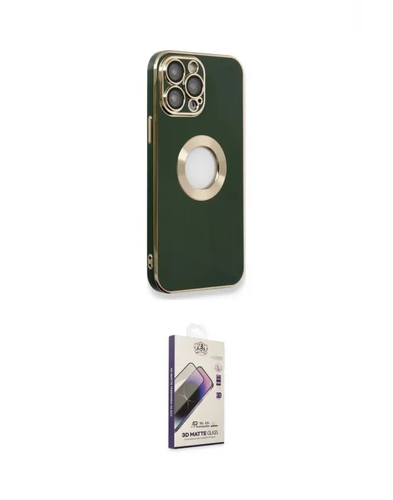 ieg™ iPhone 14 Pro Max Kılıf İz Form Serisi - Siyah Bilvis 3D Mat Cam Ekran Koruyucu