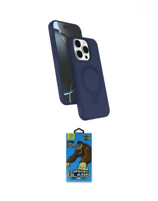 ieg™ iPhone 14 Pro Max Kılıf İz Işık Koleksiyonu - Siyah 18D Cam Ekran Koruyucu