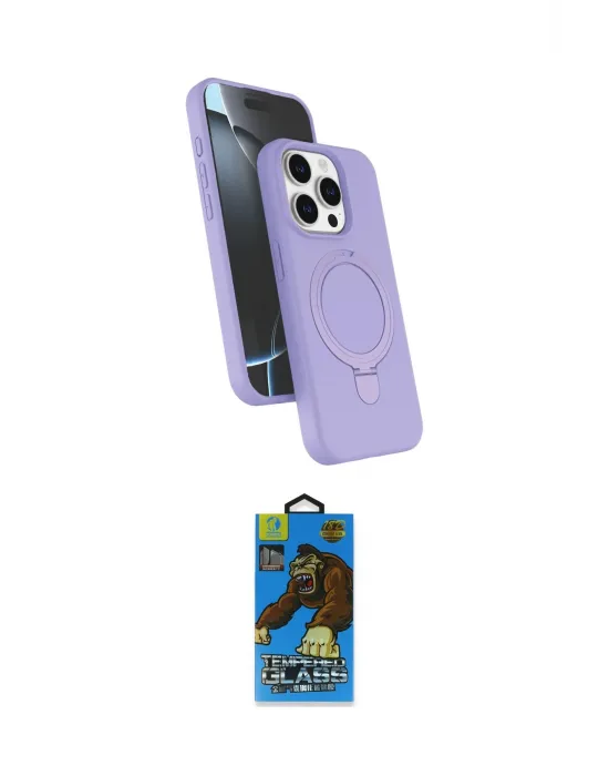 ieg™ iPhone 14 Pro Max Kılıf İz Işık Koleksiyonu - Siyah 18D Cam Ekran Koruyucu