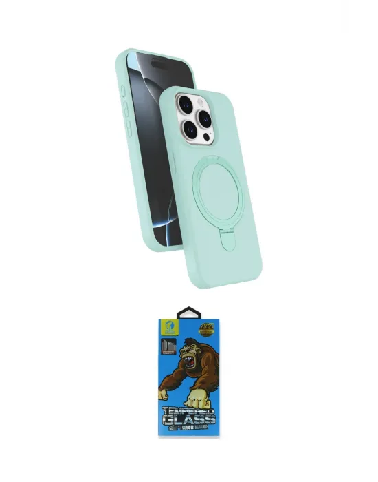 ieg™ iPhone 14 Pro Max Kılıf İz Işık Koleksiyonu - Siyah 18D Cam Ekran Koruyucu