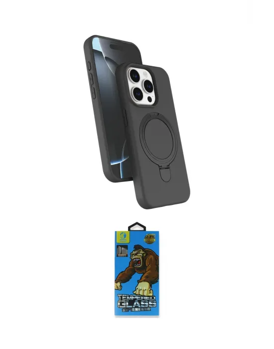 ieg™ iPhone 14 Pro Max Kılıf İz Işık Koleksiyonu - Siyah 18D Cam Ekran Koruyucu