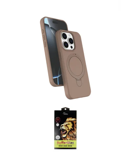 ieg™ iPhone 14 Pro Max Kılıf İz Işık Koleksiyonu - Siyah Buffer Cam Ekran Koruyucu
