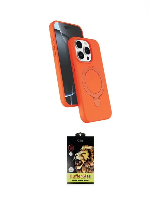 ieg™ iPhone 14 Pro Max Kılıf İz Işık Koleksiyonu - Siyah Buffer Cam Ekran Koruyucu