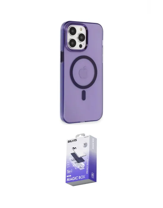 ieg™ iPhone 14 Pro Max Kılıf Kıvılcım Asil Özel Seri - Siyah Bilvis 5in1 5D Magic Hayalet Cam Ekran Koruyucu
