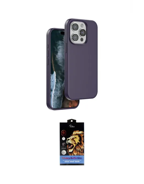 ieg™ iPhone 14 Pro Max Kılıf Kıvılcım Çizgi Serisi - Siyah Buffer Hayalet Cam Ekran Koruyucu