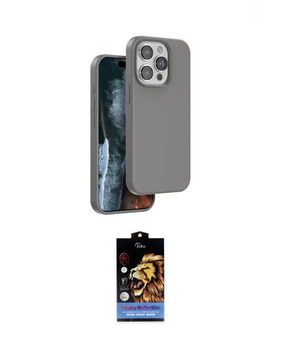 ieg™ iPhone 14 Pro Max Kılıf Kıvılcım Çizgi Serisi - Siyah Buffer Hayalet Cam Ekran Koruyucu