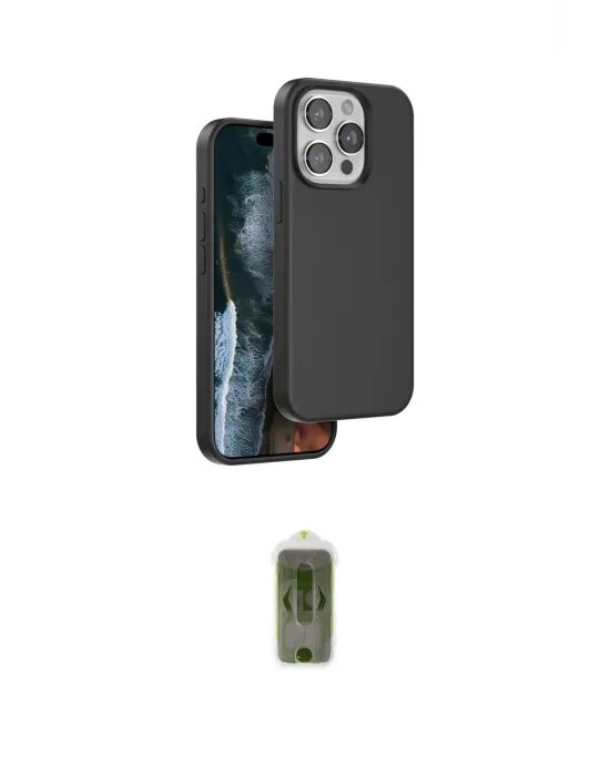 ieg™ iPhone 14 Pro Max Kılıf Kıvılcım Çizgi Serisi - Siyah Joko Magic 5D Hayalet Cam