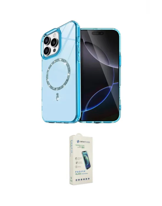 ieg™ iPhone 14 Pro Max Kılıf Kıvılcım Form Prime - Şeffaf Pasifik Cam Ekran Koruyucu