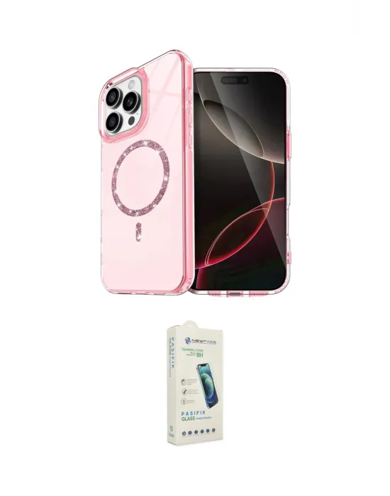 ieg™ iPhone 14 Pro Max Kılıf Kıvılcım Form Prime - Şeffaf Pasifik Cam Ekran Koruyucu