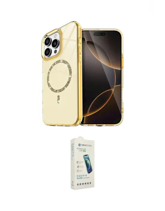 ieg™ iPhone 14 Pro Max Kılıf Kıvılcım Form Prime - Şeffaf Pasifik Cam Ekran Koruyucu