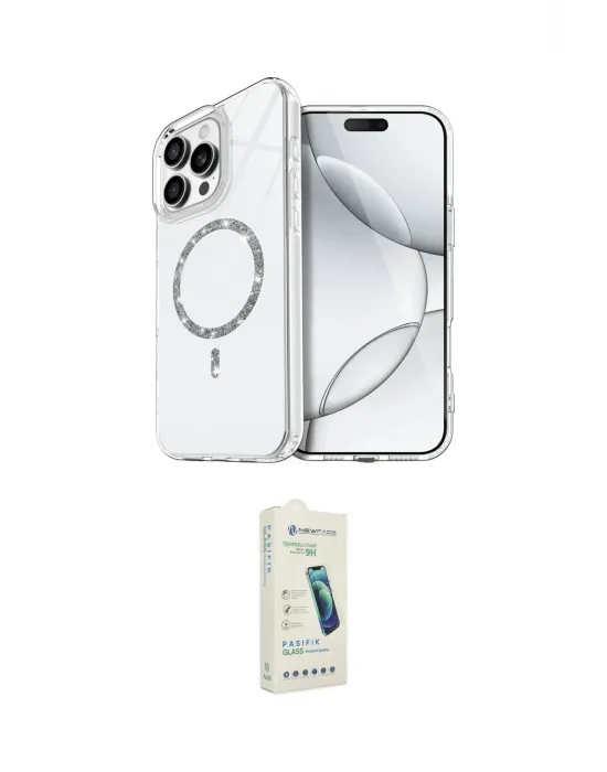 ieg™ iPhone 14 Pro Max Kılıf Kıvılcım Form Prime - Şeffaf Pasifik Cam Ekran Koruyucu