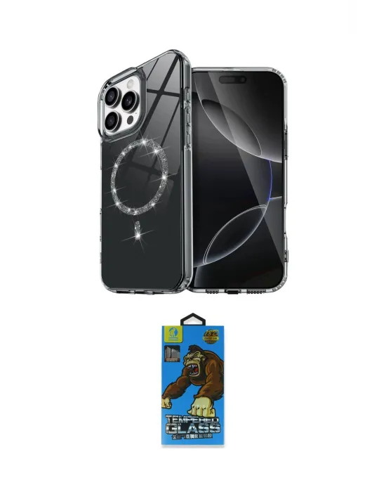 ieg™ iPhone 14 Pro Max Kılıf Kıvılcım Form Prime - Siyah 18D Cam Ekran Koruyucu