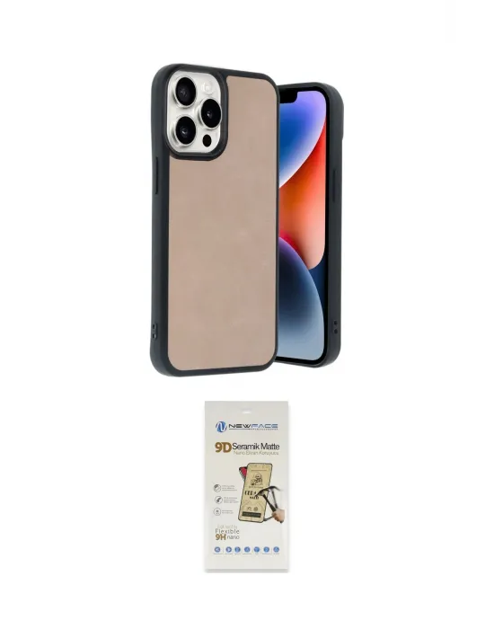 ieg™ iPhone 14 Pro Max Kılıf Kıvılcım Işık Serisi - Siyah Mat Seramik Nano Ekran Koruyucu