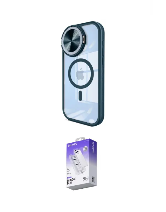 ieg™ iPhone 14 Pro Max Kılıf Kıvılcım Modern Koleksiyonu - Siyah Bilvis 5in1 3D Magic Cam Ekran Koruyucu