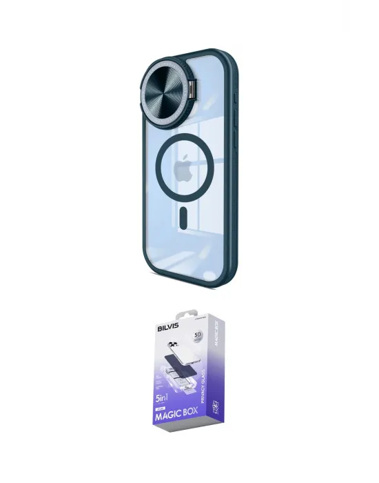 ieg™ iPhone 14 Pro Max Kılıf Kıvılcım Modern Koleksiyonu - Siyah Bilvis 5in1 5D Magic Hayalet Cam Ekran Koruyucu