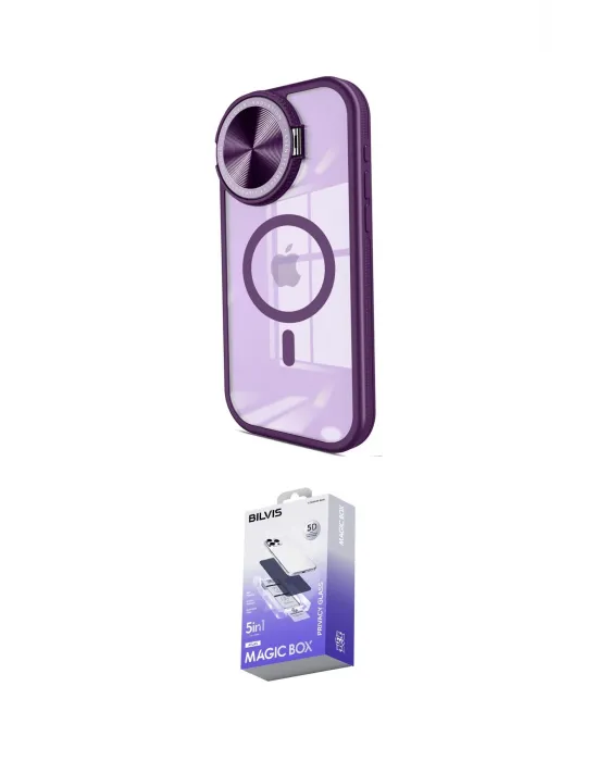 ieg™ iPhone 14 Pro Max Kılıf Kıvılcım Modern Koleksiyonu - Siyah Bilvis 5in1 5D Magic Hayalet Cam Ekran Koruyucu