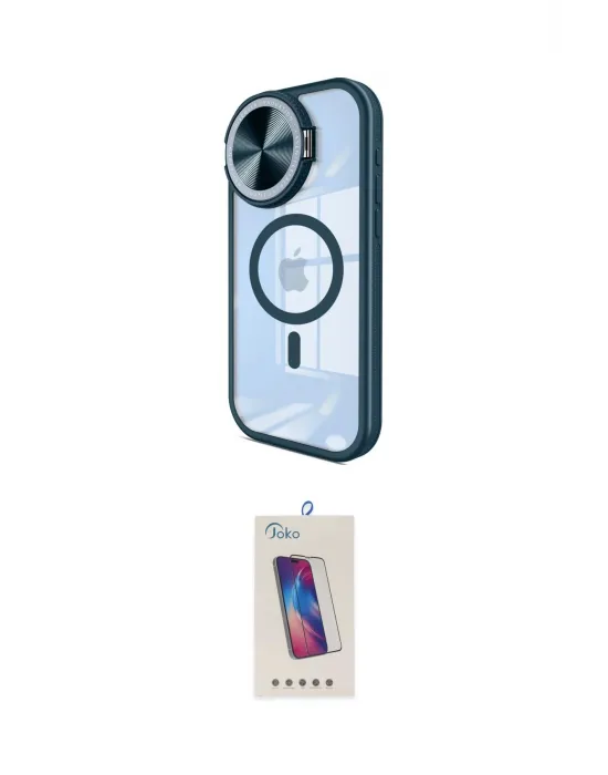 ieg™ iPhone 14 Pro Max Kılıf Kıvılcım Modern Koleksiyonu - Siyah Joko 5D Cam