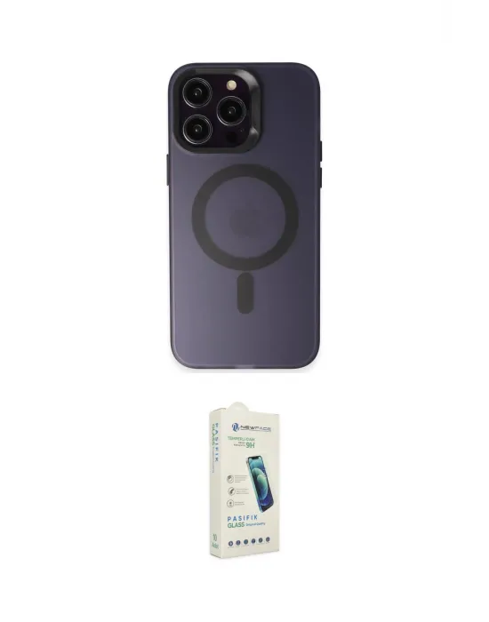 ieg™ iPhone 14 Pro Max Kılıf Kozmos Çizgi Prime - Şeffaf Pasifik Cam Ekran Koruyucu