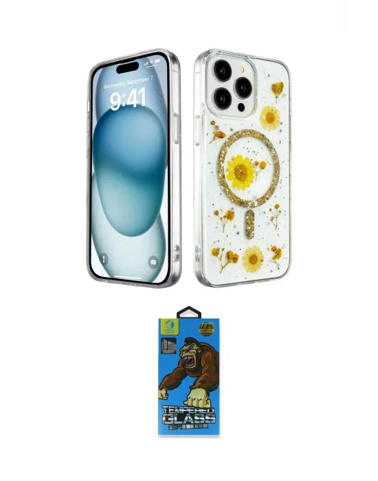 ieg™ iPhone 14 Pro Max Kılıf Kozmos Doku - Siyah 18D Cam Ekran Koruyucu